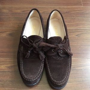 Vintage Chanel Brown Tie Suede Logo Loafers 38.5 8